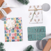 Retro Bubble Letter Rentier Weihnachten Custom Geschenkpapier Set