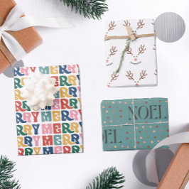 Retro Bubble Letter Rentier Weihnachten Custom Geschenkpapier Set