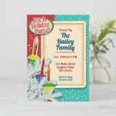 Retro Bubble Lights Weihnachtsfeier einladen Einladung (Stehend Vorderseite)