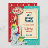 Retro Bubble Lights Weihnachtsfeier einladen Einladung (Vorne/Hinten)