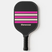 Retro Bubblegum Across Striping with Name Pickleball Schläger (Rückseite)