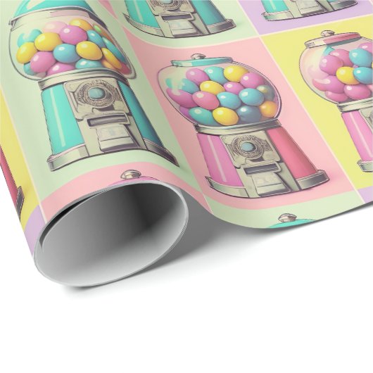 Retro Bubblegum Geschenkpapier (Rolleneckpunkt)