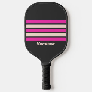 Retro Bubblegum quer gestreift mit Namen Pickleball Schläger