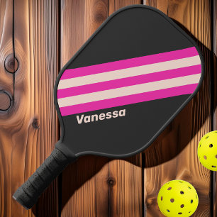 Retro Bubblegum Streifen mit Namen Pickleball Schläger