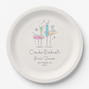 Retro Bubbly Champagne Brautparty Pappteller