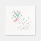 Retro Bubbly Champagne Brautparty Serviette (Vorderseite)