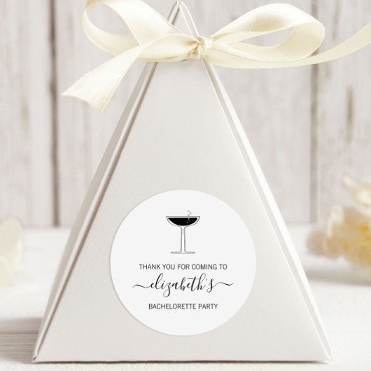 Retro Bubbly Champagne Coupe Glass Bachelorette Runder Aufkleber