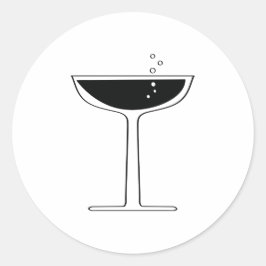 Retro Bubbly Champagne Coupe Glass Cocktail Runder Aufkleber