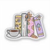 Retro-Bücher und Kaffee wasserdicht Aufkleber (Vorderseite)