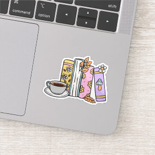 Retro-Bücher und Kaffee Wasserfest  Aufkleber