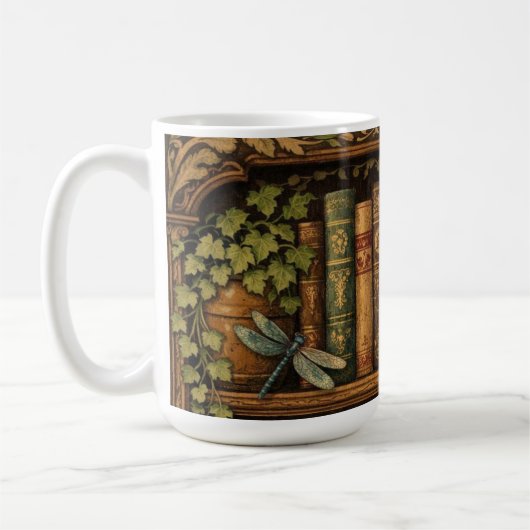 Retro-Bücherregal Libelle Kaffee floral Kaffeetasse (Links)