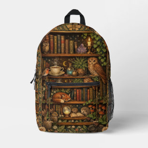 Retro-Buchliebhaber Waldtiere Bedruckter Rucksack