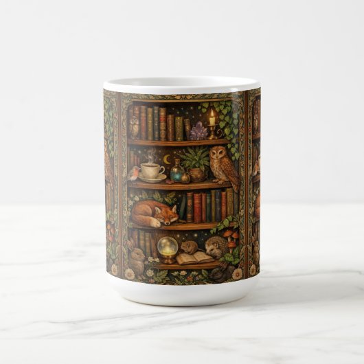 Retro-Buchliebhaber Waldtiere Kaffeetasse (Mittel)