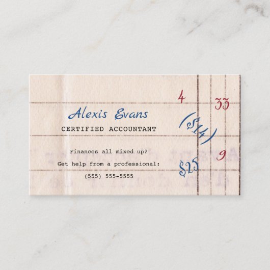 Retro-Buchungspapier Matching Visitenkarte (Vorderseite)