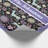 Retro Bucks and Lavendel Wrapping Paper Geschenkpapier (Ecke)