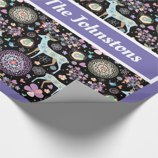 Retro Bucks and Lavendel Wrapping Paper Geschenkpapier (Ecke)