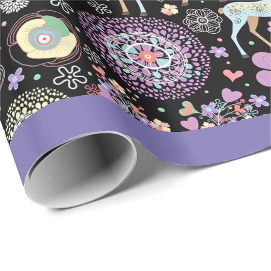 Retro Bucks and Lavendel Wrapping Paper Geschenkpapier (Rolleneckpunkt)