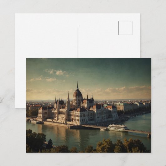 Retro Budapest Charm Postkarte (Vorne/Hinten)