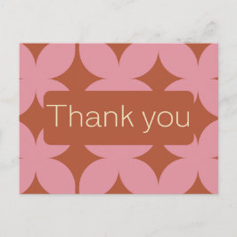 Retro Budget Pink & Red Wedding Vielen Dank Postkarte