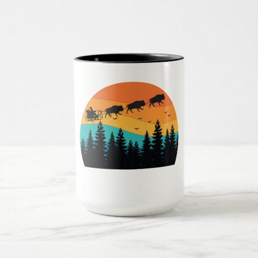 Retro Buffalo Bison Nationalpark Weihnachten Tasse (Zentrum)
