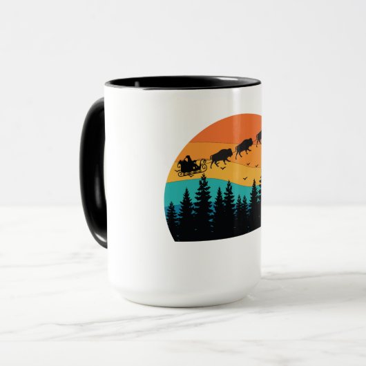 Retro Buffalo Bison Nationalpark Weihnachten Tasse (Vorderseite Links)