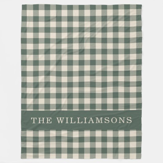 Retro Buffalo Kariert Forest Green Personalisierte Fleecedecke (Vorderseite)