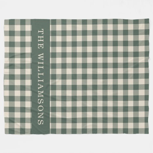 Retro Buffalo Kariert Forest Green Personalisierte Fleecedecke (Vorderseite (Horizontal))