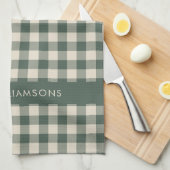 Retro Buffalo Kariert Forest Green Personalisierte Geschirrtuch (Viertel Falte)