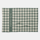 Retro Buffalo Kariert Forest Green Personalisierte Geschirrtuch (Horizontal)