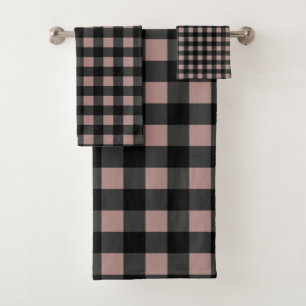 Retro Buffalo Kariert in Schwarz und Rosa Badhandtuch Set