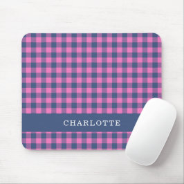 Retro Buffalo Kariert rosa Personalisierter Name Mousepad