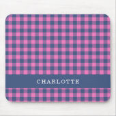 Retro Buffalo Kariert rosa Personalisierter Name Mousepad (Vorne)