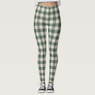 Retro Buffalo Kariert Tartan Muster Forest Green   Leggings