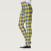 Retro Buffalo Kariert Tartan Muster Gelb blau Leggings (Links)