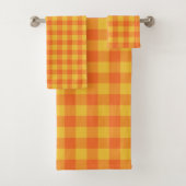Retro Buffalo Kariert Tartan Muster Gelb Orange Badhandtuch Set (Insitu)