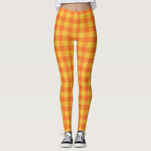 Retro Buffalo Kariert Tartan Muster Gelb Orange Leggings