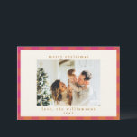 Retro Buffalo Kariert Tartan Muster Pink und Orang Feiertagskarte<br><div class="desc">Retro Buffalo Kariert Tartan Pattern Pink und Orange Holiday Card</div>