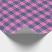 Retro Buffalo Kariert Tartan Muster Rosa und Blau Geschenkpapier (Ecke)