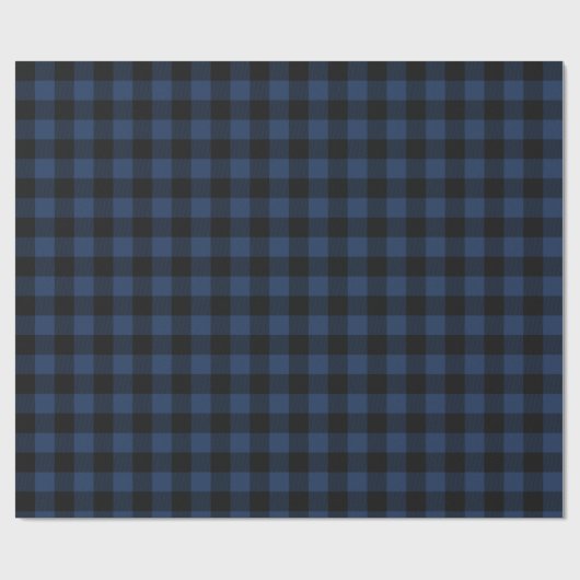 Retro Buffalo Kariert Tartan Pattern Black Navy Bl Geschenkpapier (Flach)