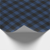 Retro Buffalo Kariert Tartan Pattern Black Navy Bl Geschenkpapier (Ecke)