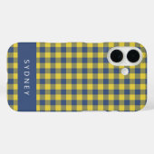 Retro Buffalo Kariert Yellow Blue Personalisierter Case-Mate iPhone Hülle (Rückseite (Horizontal))