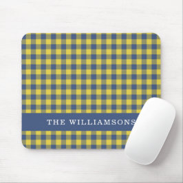 Retro Buffalo Kariert Yellow Blue Personalisierter Mousepad