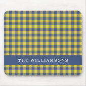 Retro Buffalo Kariert Yellow Blue Personalisierter Mousepad (Vorne)