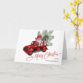 Retro Buffalo Red Truck Gnomes Rustikales Weihnach Karte (Gelbe Blume)