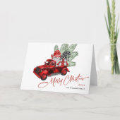 Retro Buffalo Red Truck Gnomes Rustikales Weihnach Karte (Vorderseite)