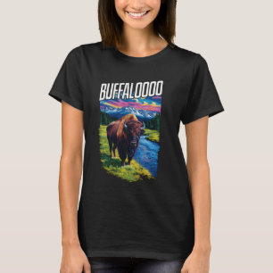 Retro Buffalo Sunset Lucky Casino Spielautomaten B T-Shirt