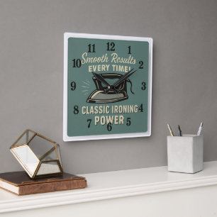 Retro-Bügeleisen Retro-Humor Quadratische Wanduhr