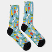 Retro Bugs Insekten Illustrationen Light Blue Socken (Rechts)