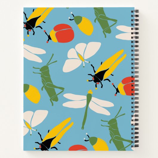 Retro Bugs Insekten Illustrationen Personalisiert Notizblock (Rückseite)