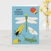 Retro-Bugs Personalisierter Geburtstag Karte (Gelbe Blume)